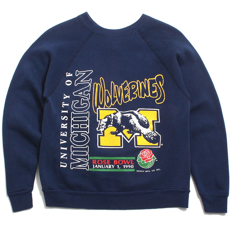 University of Michigan 1990 Rose Bowl Wolverine M Tultex Crewneck Sweatshirt Navy (Small)