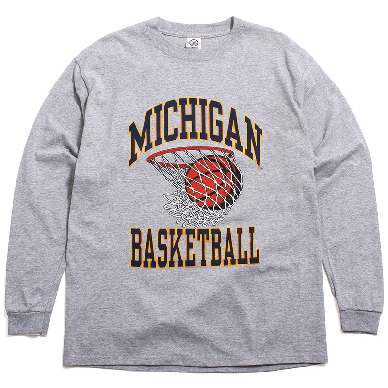 Vintage - University Grey(Large) – Michigan Arch Basketball T-Shirt Longsleeve Delta & of Heather Net Deadstock