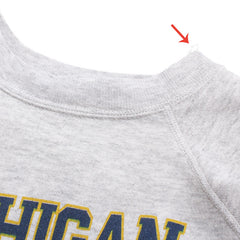 University of Michigan Betty Boop Cheerleader Distressed Crewneck Sweatshirt Grey (Women's Large)