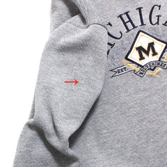 University of Michigan Embroidered Arch & Diamond M Midwest Embroidery Crewneck Sweatshirt Knit Grey (Large)