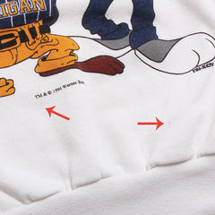 University of Michigan Looney Tunes Bugs Bunny & Taz Bunny Ears Tultex Crewneck Sweatshirt White (XL)