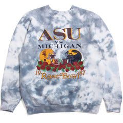 University of Michigan 1987 Rose Bowl vs. ASU Screen Stars Crewneck Sweatshirt Navy Cloud Tie-Dye (Large)