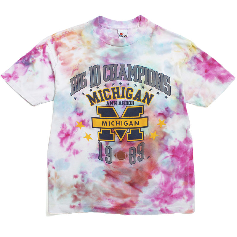 University of Michigan 1989 Football Big 10 Champions T-Shirt Watercolor Tie-Dye (Medium)