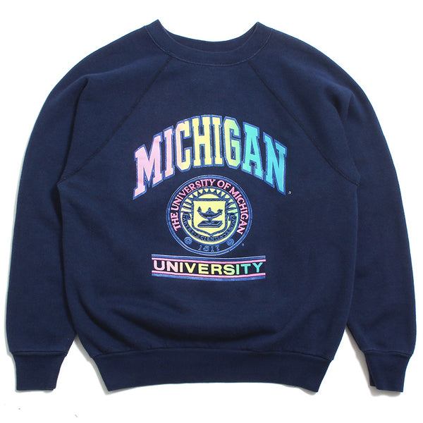 University of Michigan Rainbow Arch & Seal Tultex Crewneck Sweatshirt Navy (Small)