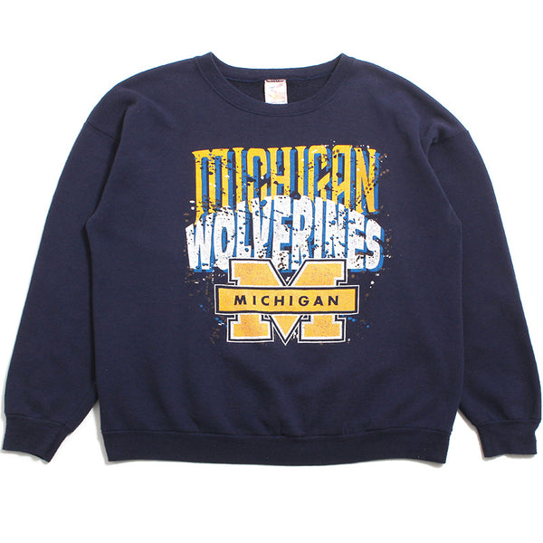 University of Michigan Splatter & Bar M Design Artex Crewneck Sweatshirt Navy (XL)