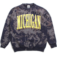 University of Michigan Stretched Arch Tultex Crewneck Sweatshirt Navy Bleach Wash (Large)